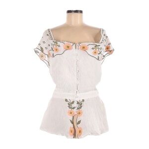 Gimmicks BKE Off Shoulder Floral Embroidered Button Front Blouse Size S